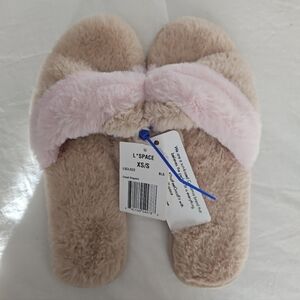 L*Space Soft Pink and Tan Slippers